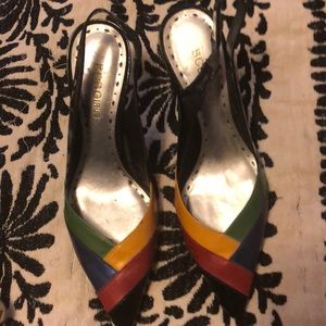 BCBGirls Patent leather black sling backs size 8